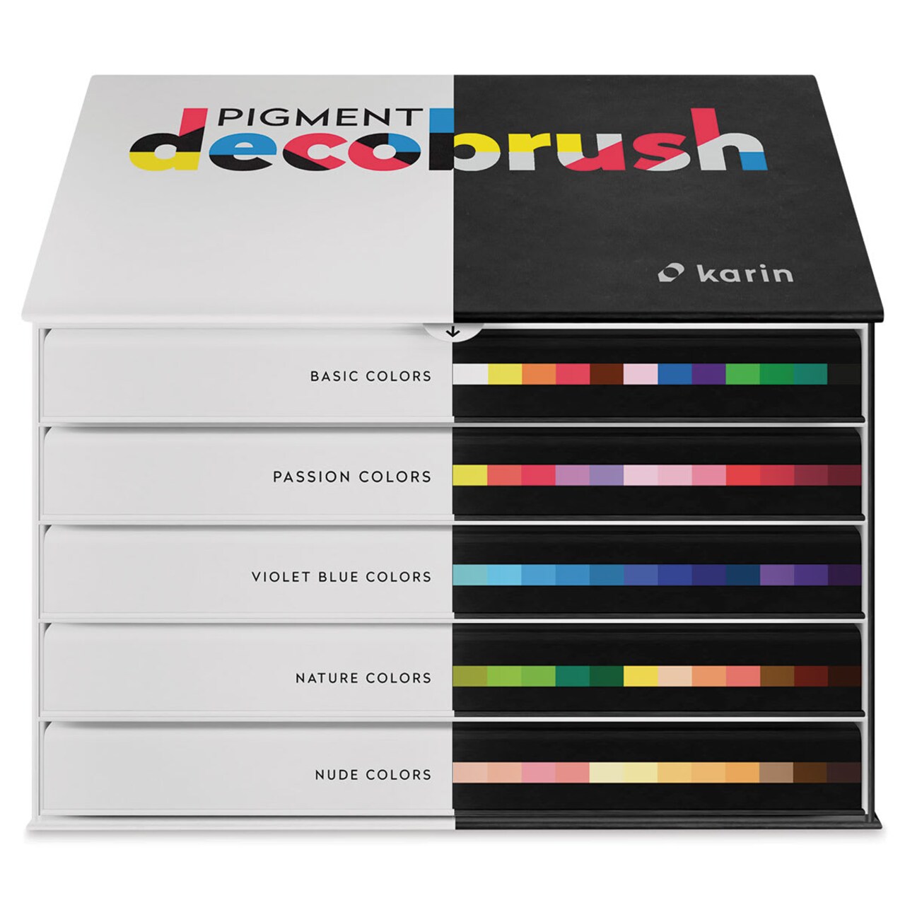 Karin Pigment Decobrush Markers - Set of 60, Professional Colors